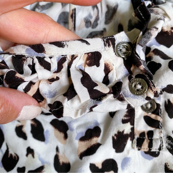 π EKSEPT BOHO IVORY BLACK LEOPARD PRINT RUFFLE DETAIL SUMMER TOP! - Picture 8 of 11